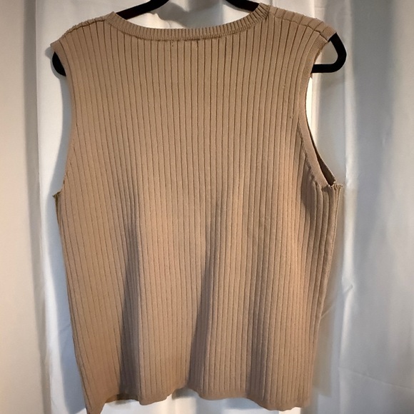 Halogen Ribbed Sleeveless Sweater Vest | tan | Size 1X - Picture 6 of 10